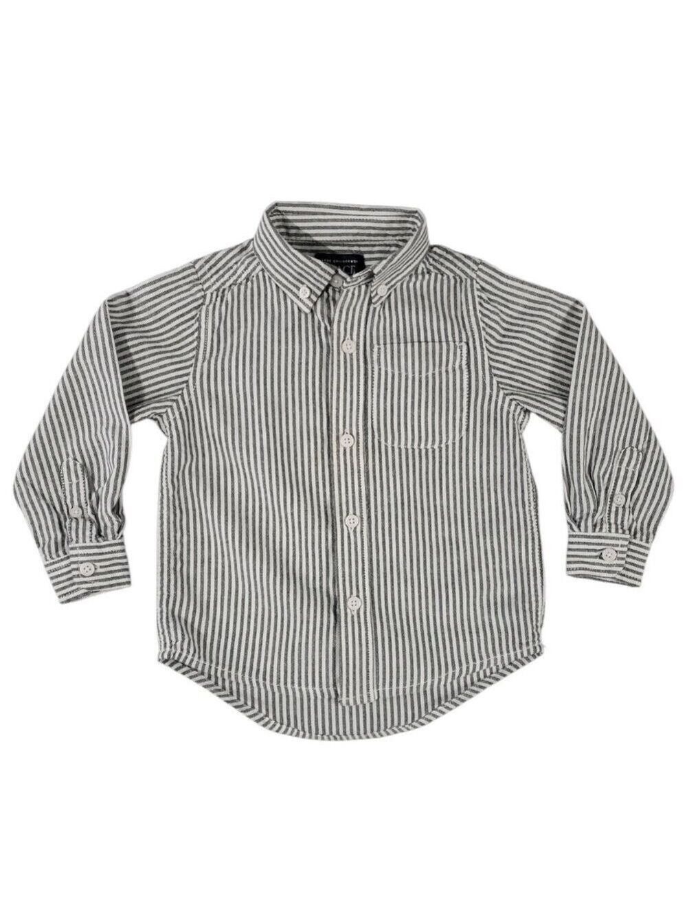 Boys The Children's Place Button Down Shirt 3T White Gray Striped - Picture 3 of 8